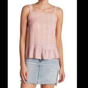 Susina pink striped ruffled bottom swing tank top